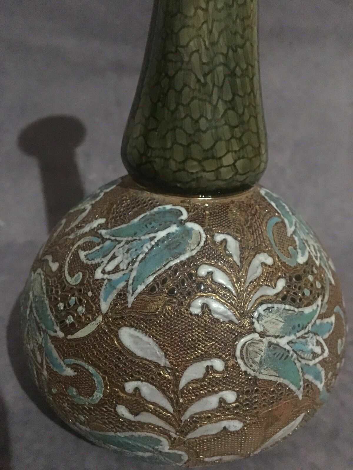 Antique Doulton Lambeth Slaters Vase Victorian Stoneware Pottery photo for sale