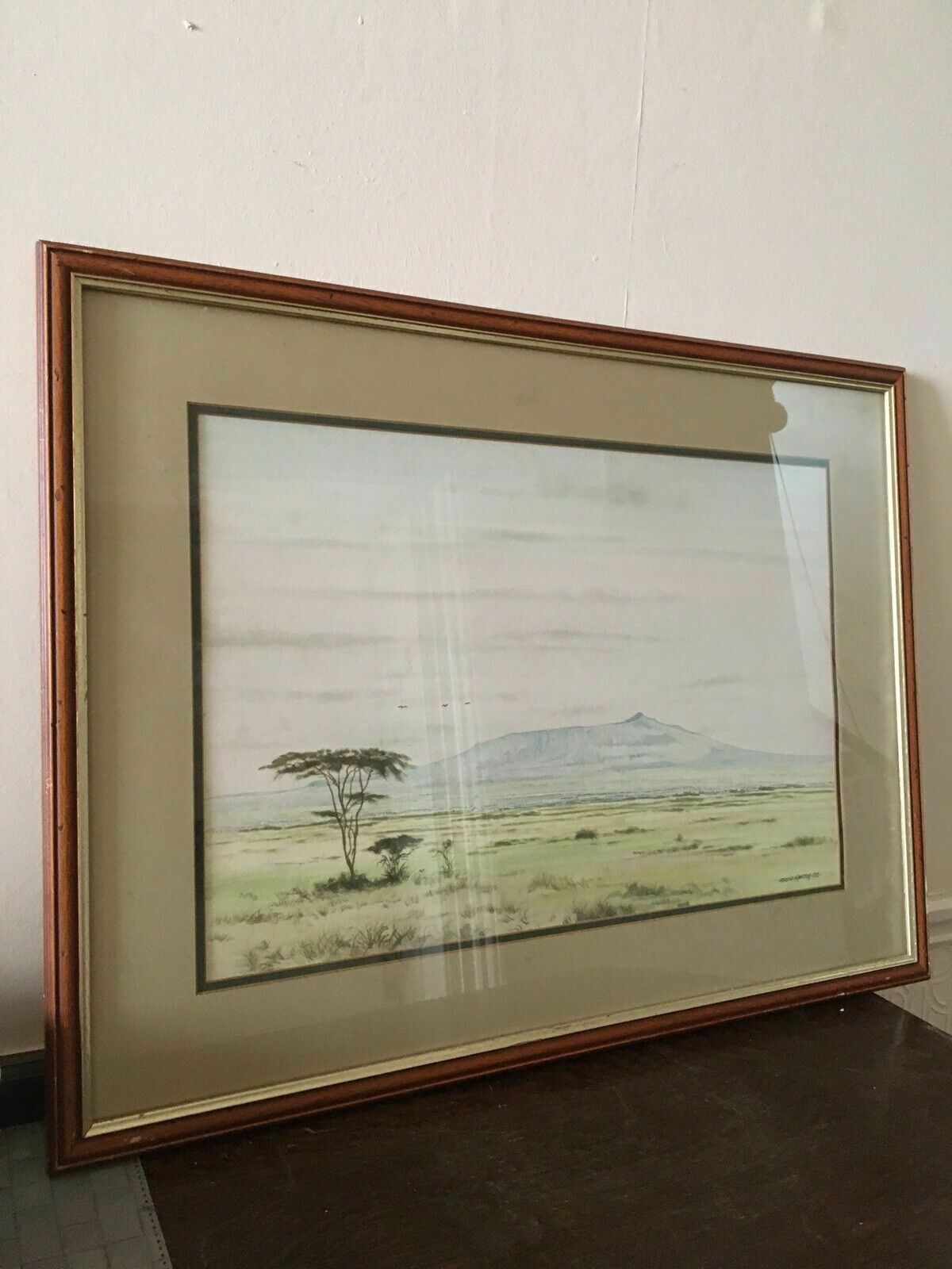 Daniel Njoroge Kenya Artist Wildlife Watercolour Original Paining Framed photo furniture