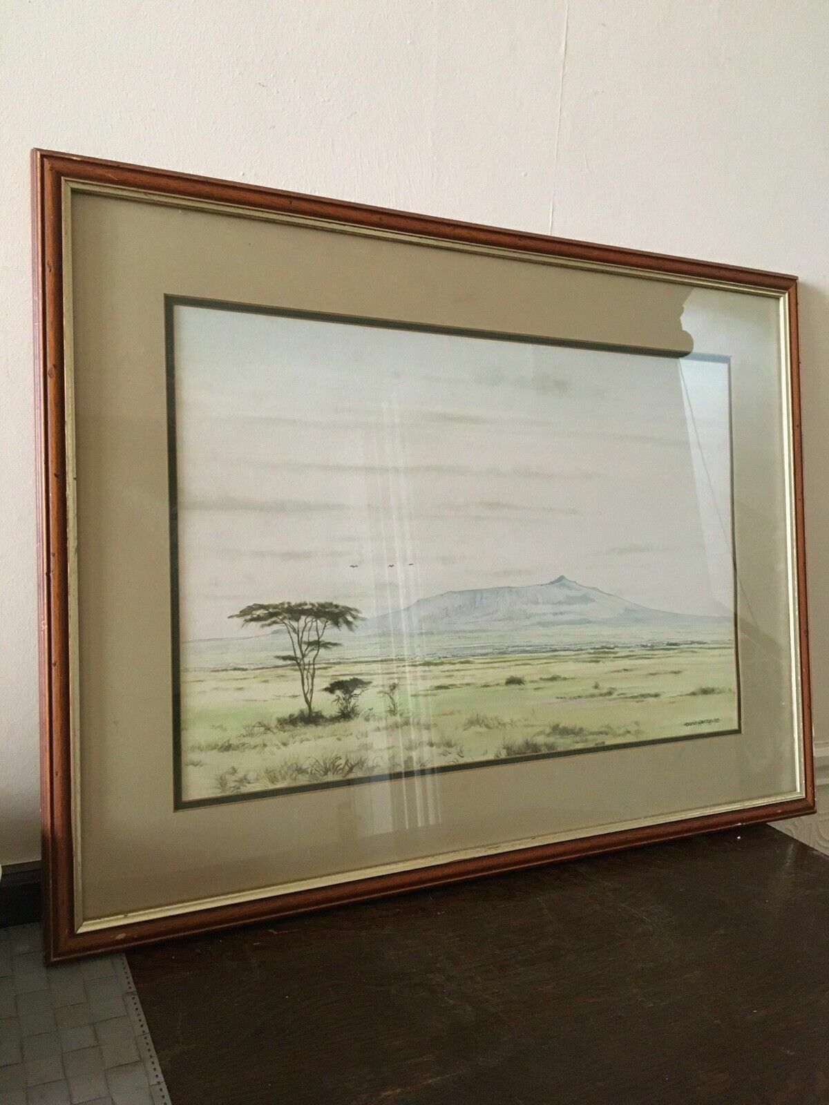 Daniel Njoroge Kenya Artist Wildlife Watercolour Original Paining Framed photo for sale