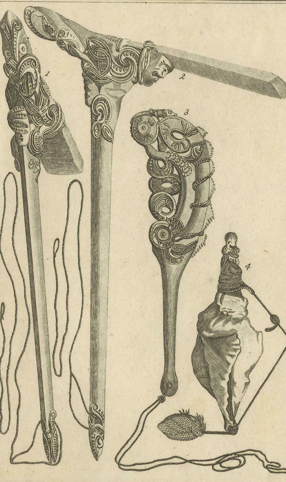 Antique Print Depicting Weapons Of The New Zealand Inhabitants By Cook, 1803 photo for sale