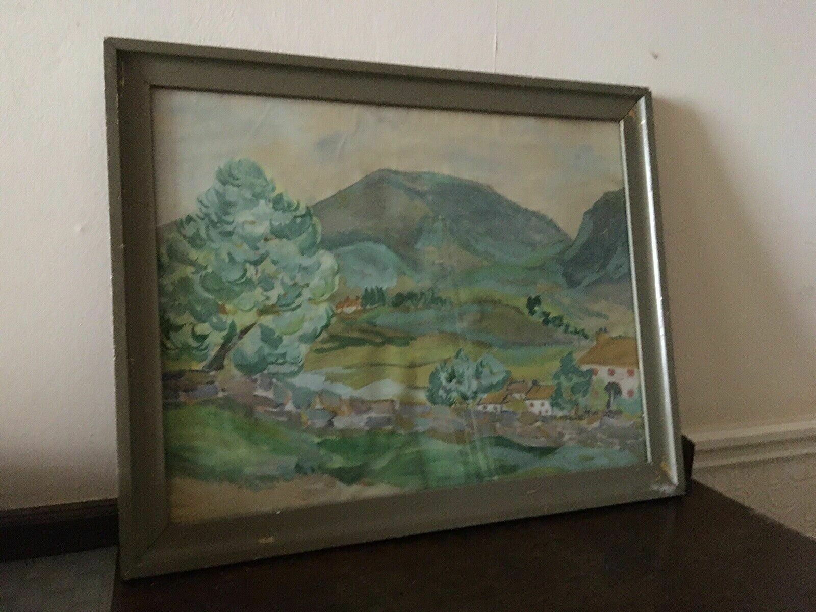 Mid Century Cezanne Style Fauvism Landscape Painting On Paper Signed Noble 1953 photo furniture