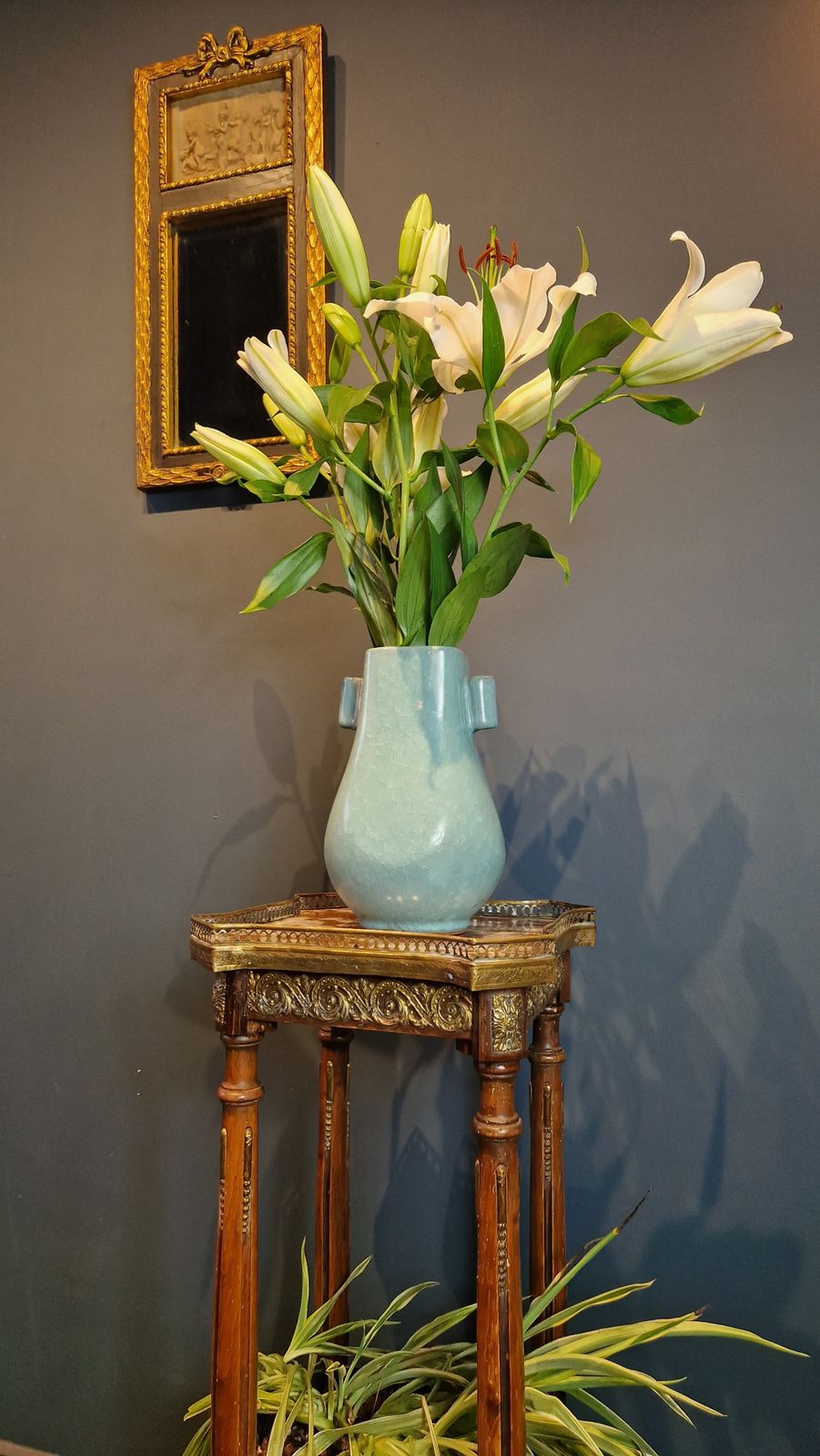 A French Marbled Topped And Gilt Metal Mounted Stand photo 215.0