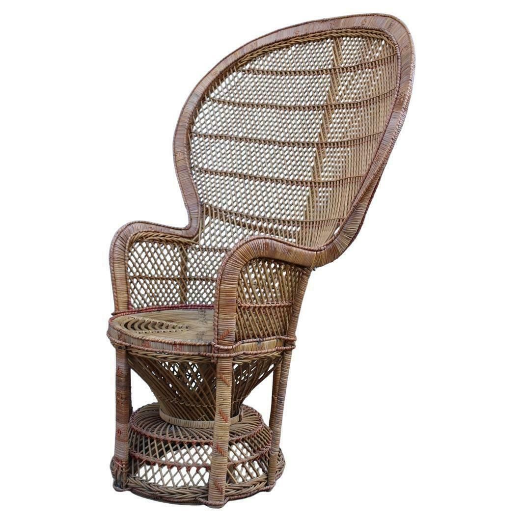 Large Decorative Italian Straw Chair From Around 1950, Franco Albini Style