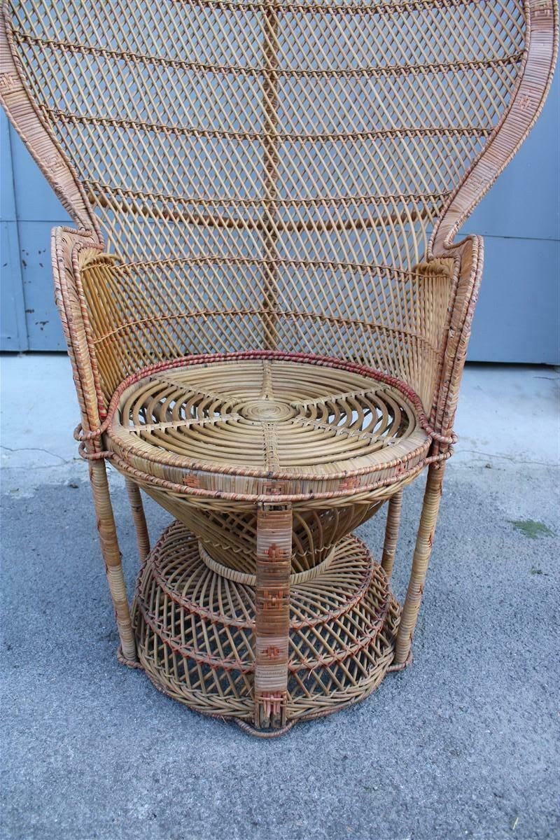 Large Decorative Italian Straw Chair From Around 1950, Franco Albini Style photo buy