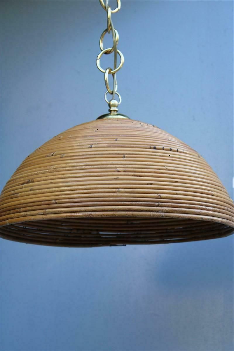 Round Bamboo Chandelier Brass Parts 1970s Made In Italy photo 1996.0