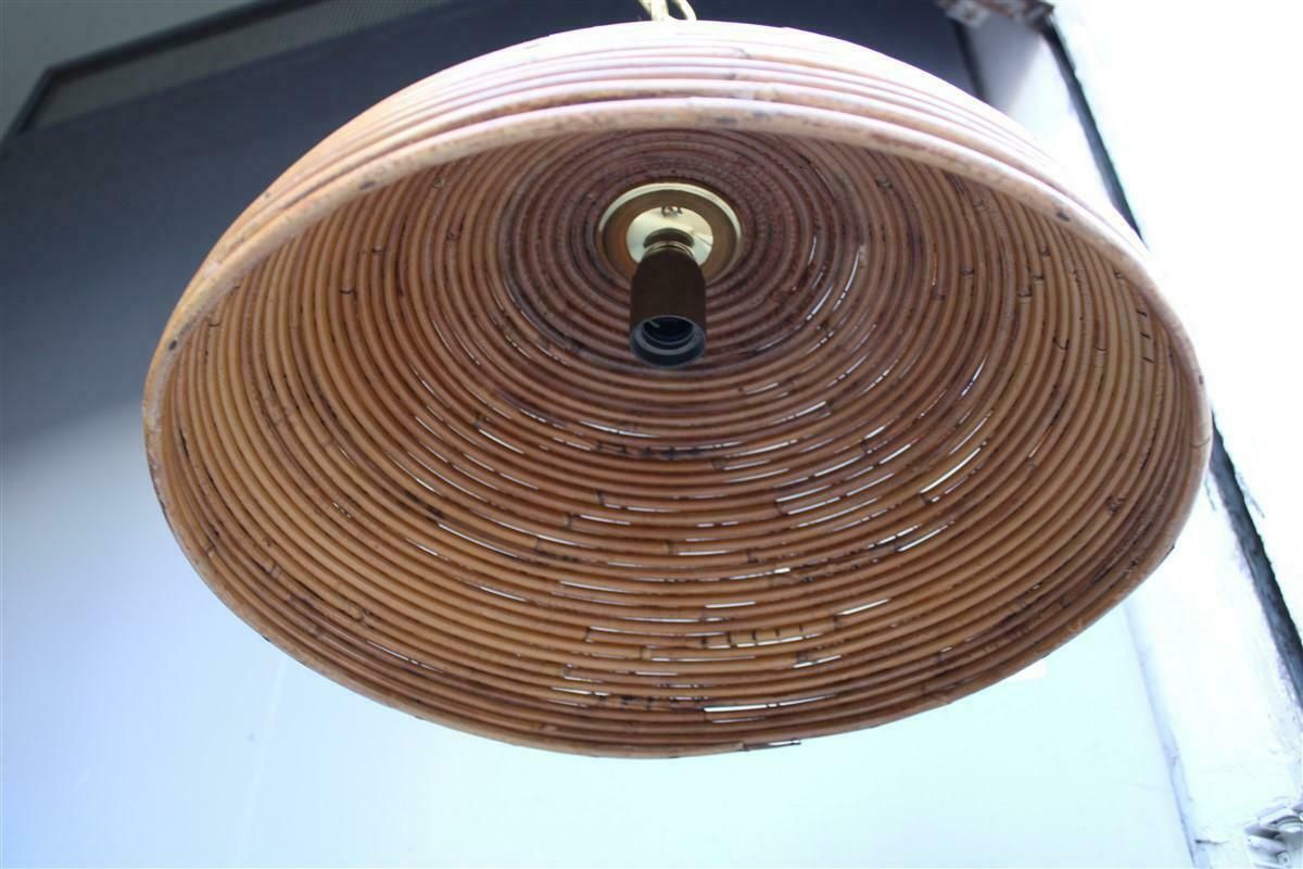 photo furniture Round Bamboo Chandelier Brass Parts 1970s Made In Italy