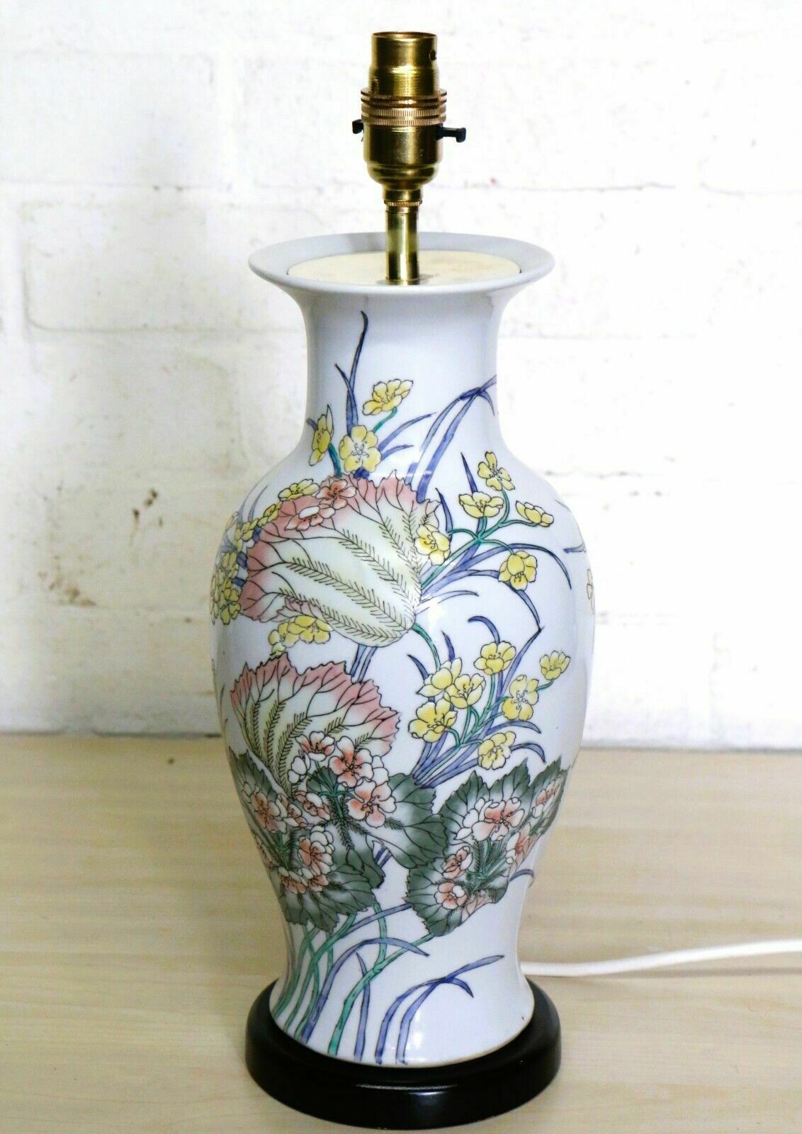 Vintage Table Lamp Carlos Remes Asian Floral Oriental Chinese Ceramic Vase photo furniture
