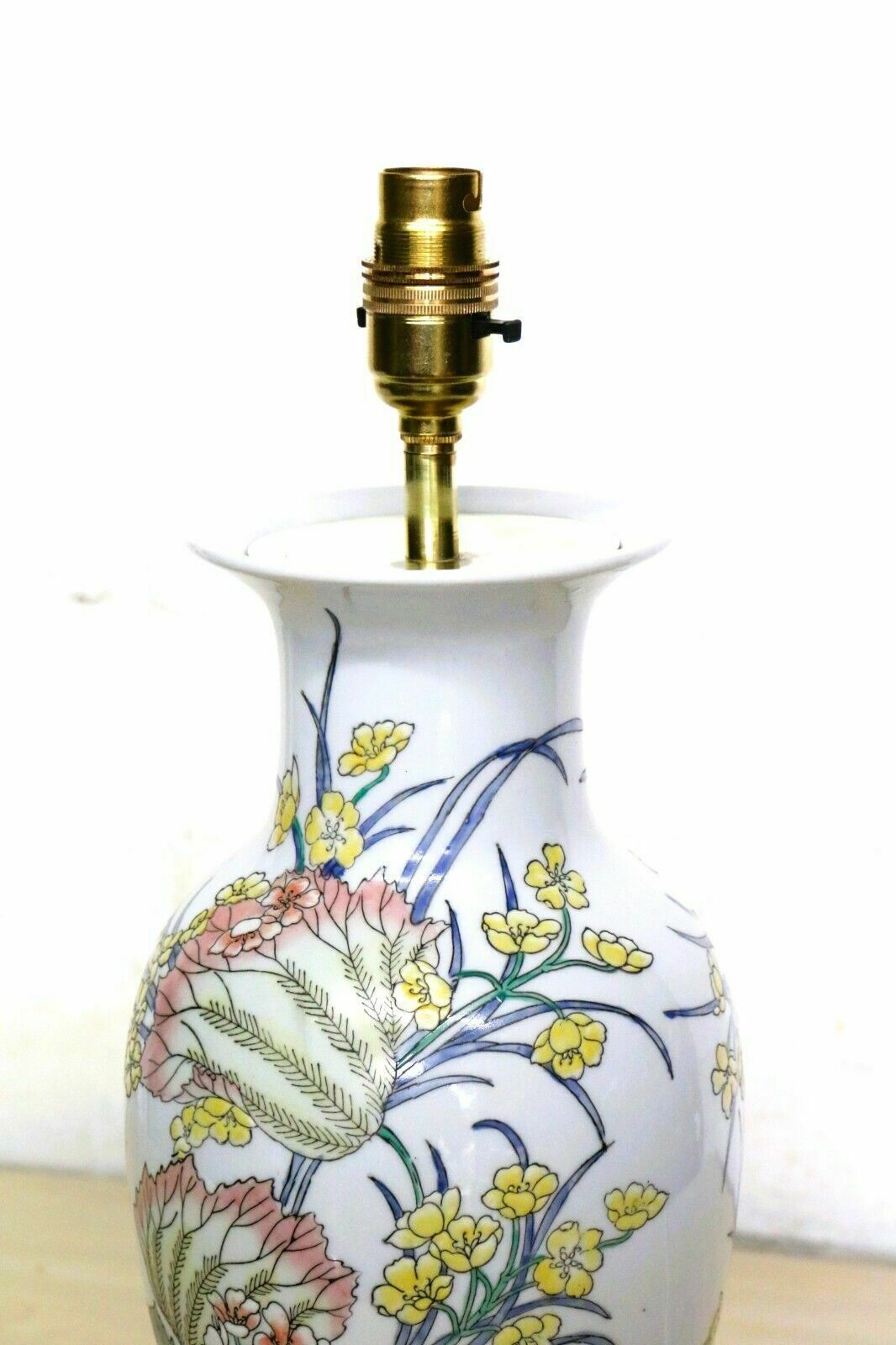 Vintage Table Lamp Carlos Remes Asian Floral Oriental Chinese Ceramic Vase photo Lighting