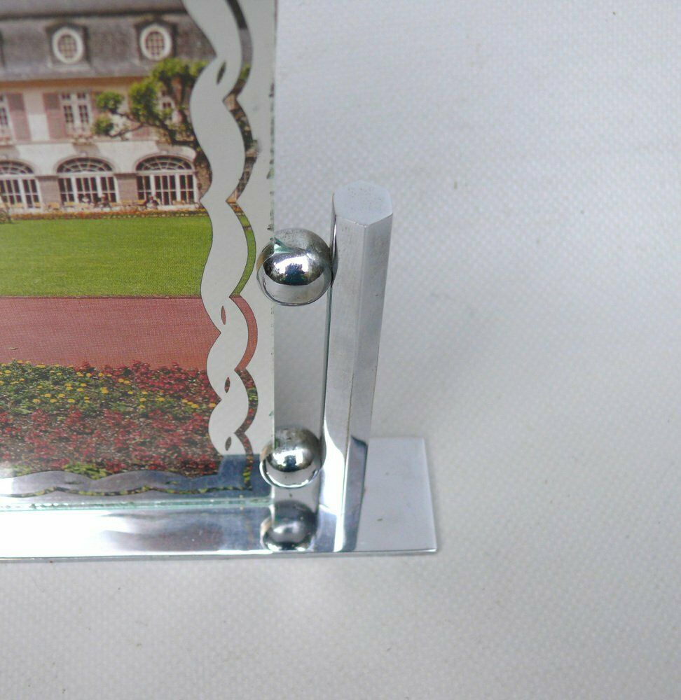 Art Deco Chrome Plated & Metallised Pane Picture Frame, 1920s photo vintage