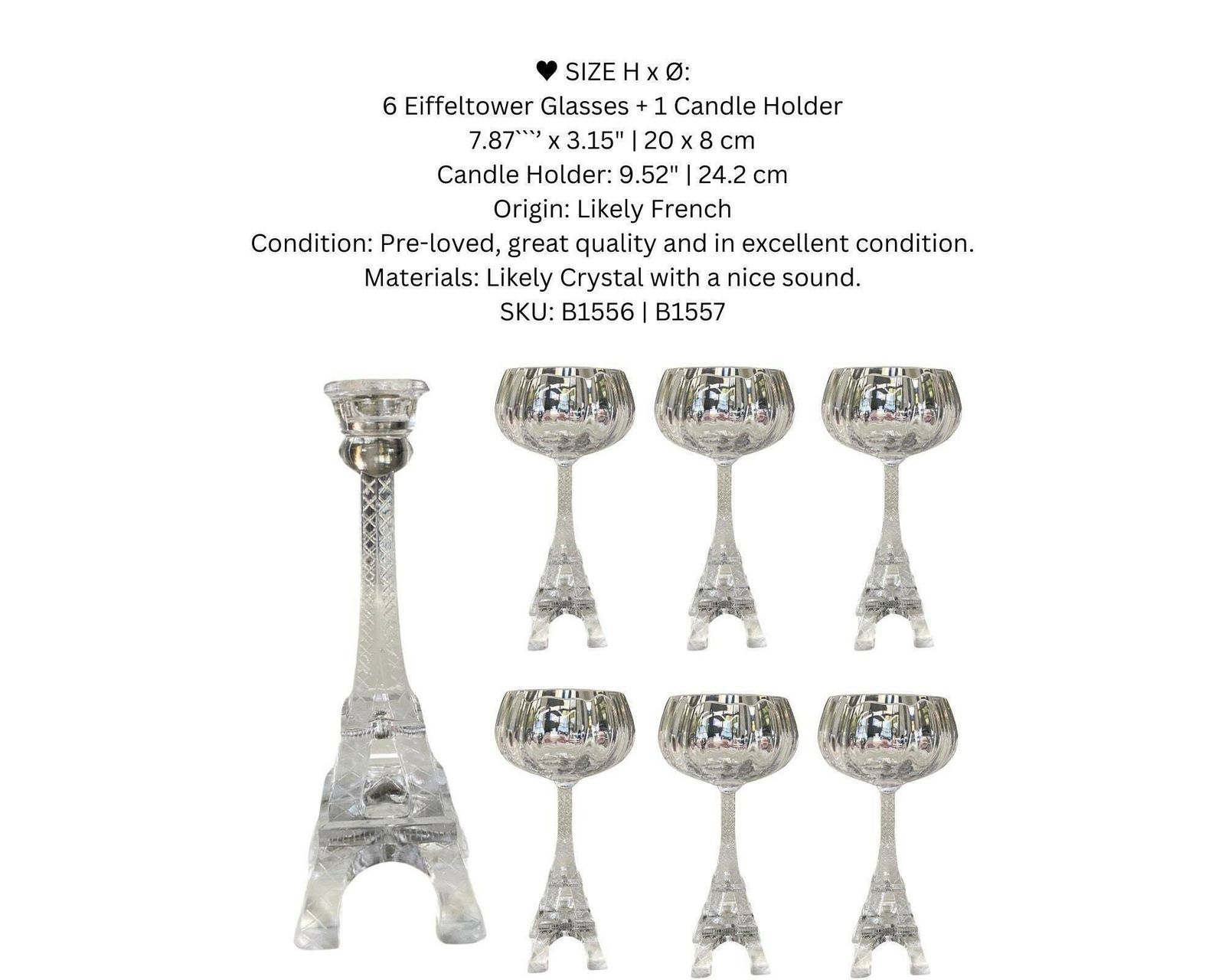 Eiffel Tower Wijnglazenset | Grote Kandelaar Inbegrepen | Totaal 7 Stuks | Glaskunst photo furniture