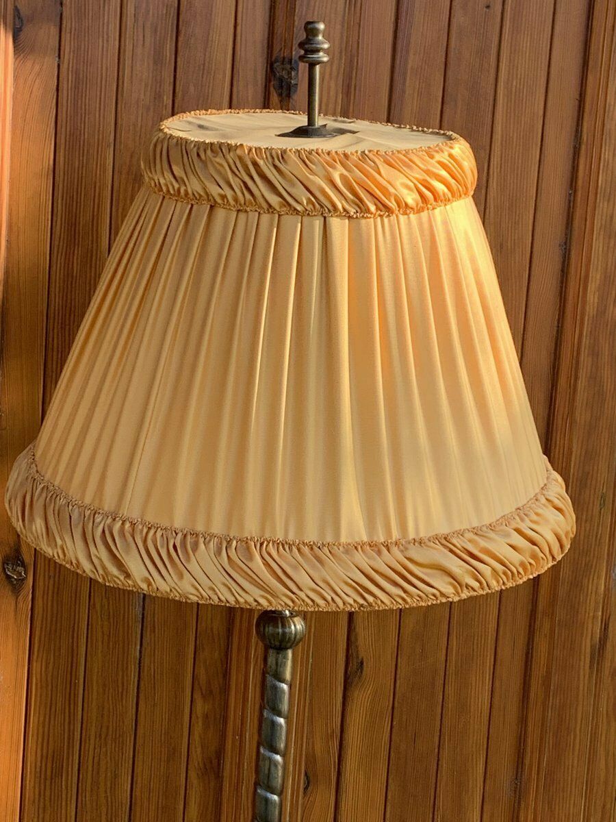 Art Deco Metal Floor Lamp With Fabric Shade, 1950s photo vinterior