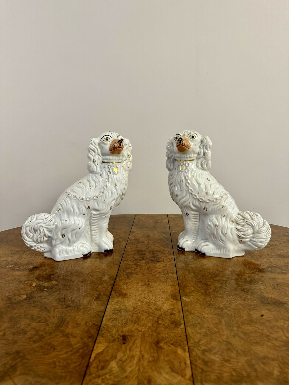Large Pair Of Victorian Seated Staffordshire Spaniel Dogs photo 475.0