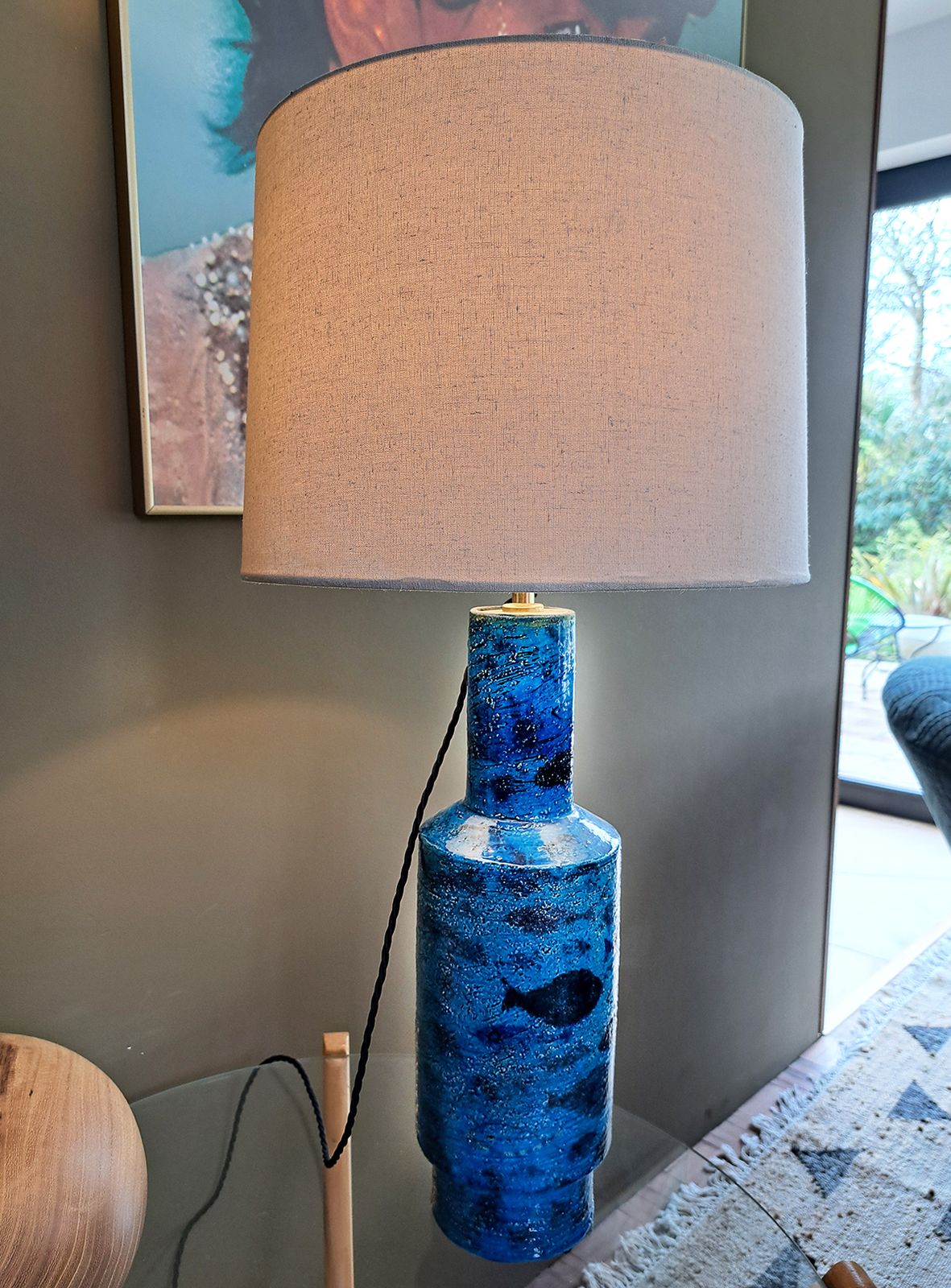 1200.0 Blue Ceramic Table Lamp By Aldo Londi For Bitossi, 1960s photo