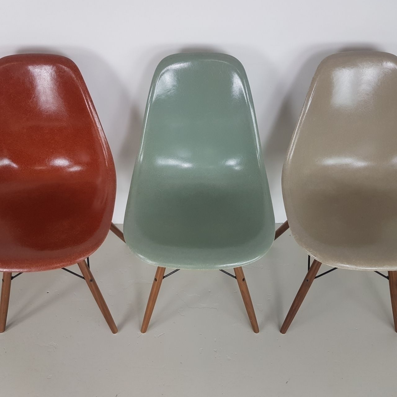 Eames Herman Miller Dsw Side Chairs In Black / Terracotta / Seafoam Green / Light Greige photo 2661.75