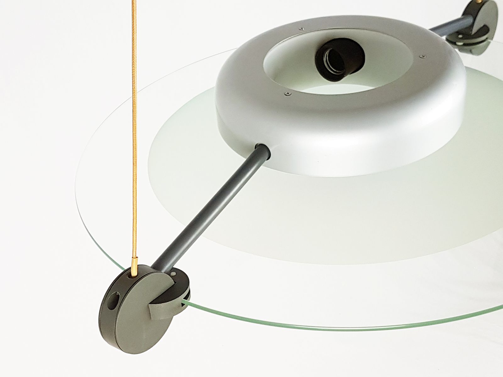 Lighting Prodotti Silver Metal & Sandblasted Glass Cyclos Pendant Lamp By Michele De Lucchi For Artemide, 1985 photo