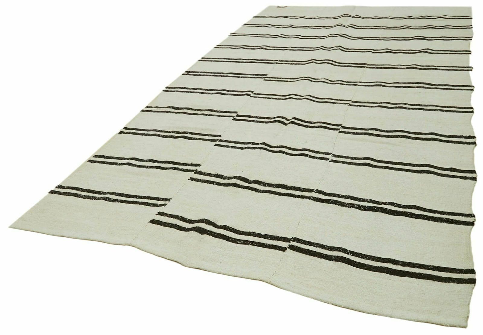 Handmade Vintage White Hemp Kilim Rug 196 Cm X 385 Cm photo for sale