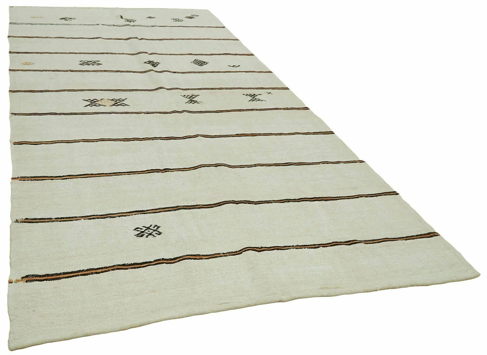 Handmade Vintage White Hemp Kilim Rug 178 Cm X 372 Cm photo furniture