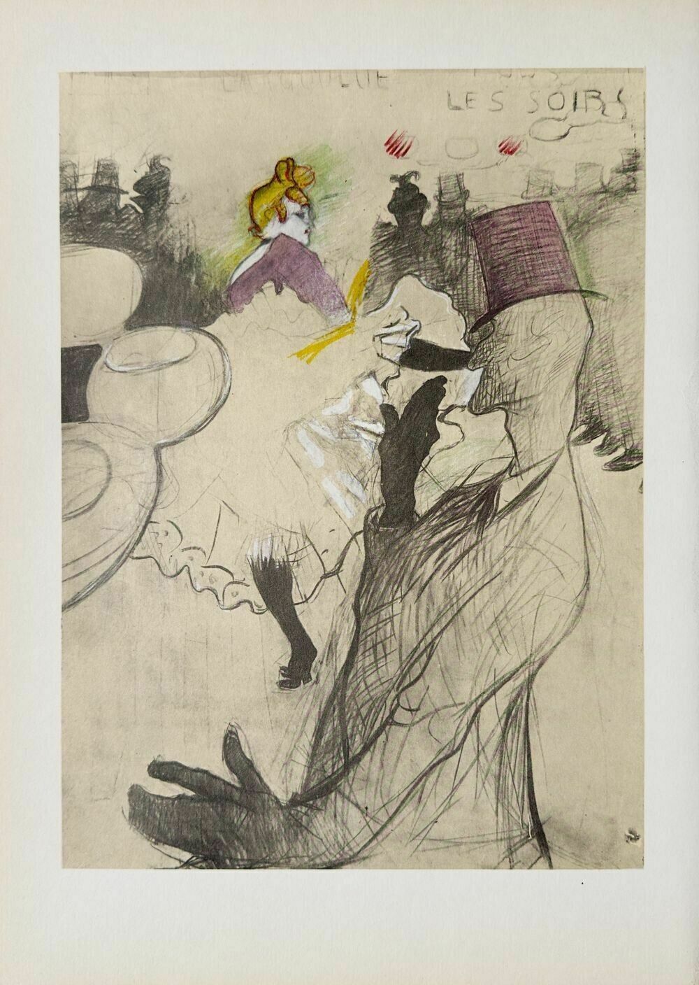 Henri Toulouse Lautr Ec   Offset Lithograph On Vellum La Goulue 1967 Mourlot