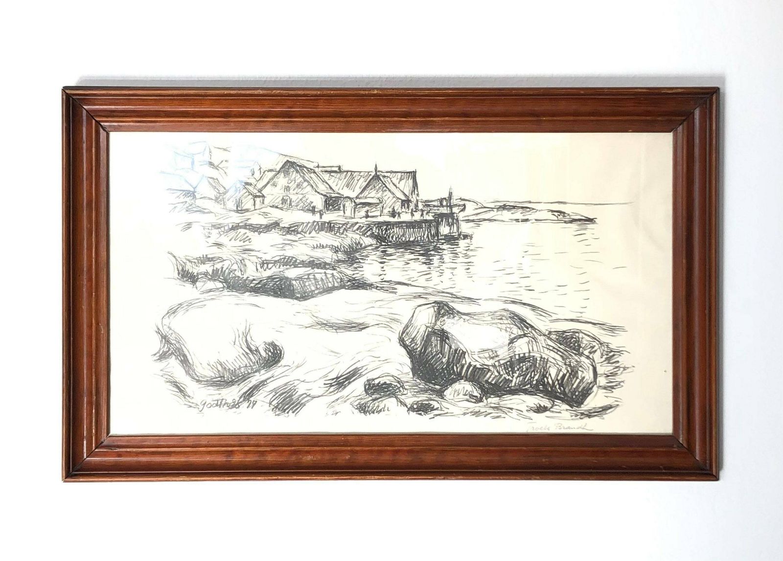 Troels Brandt (1909 1992) Vintage Print With Motive From Greenland   Original Danish Art From Godthåb 1977