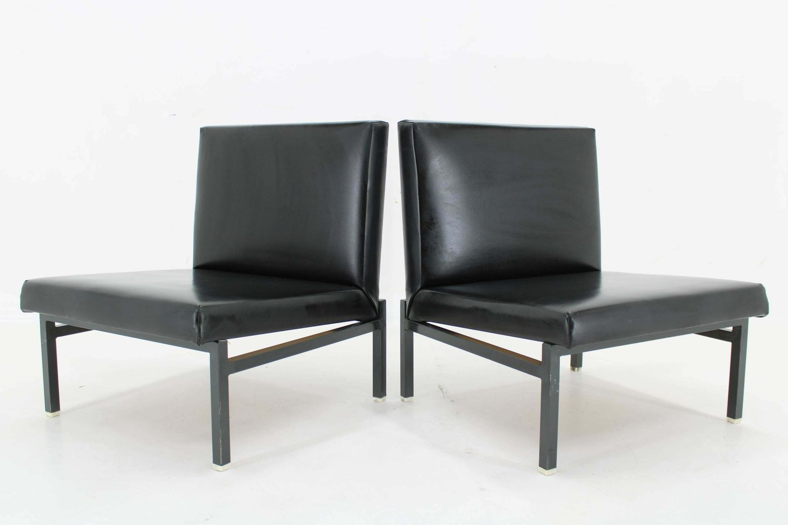 1970s Pair Of Leatherette Lounge Chairs Czechoslovakia photo 785.0