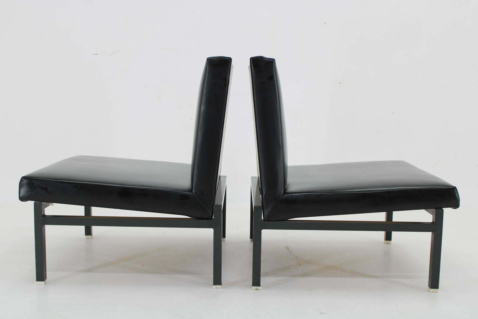 1970s Pair Of Leatherette Lounge Chairs Czechoslovakia photo vinterior
