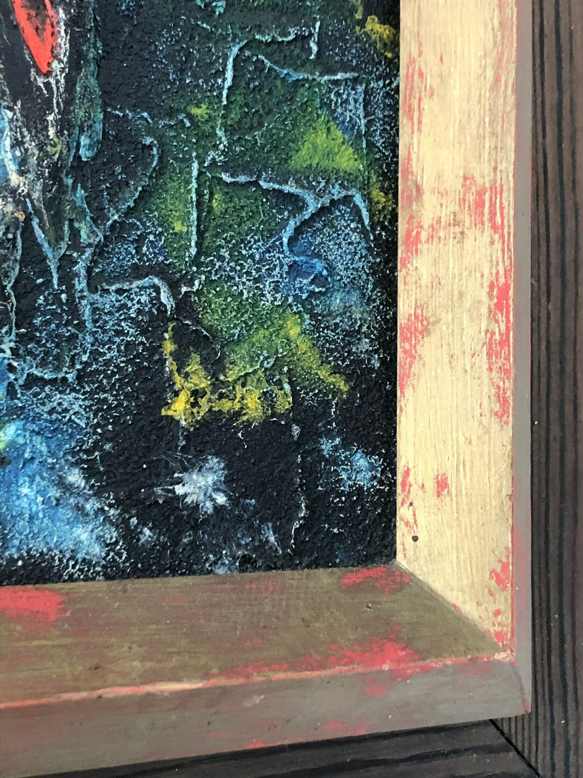 Danish Mid Century Abstract Painting In Relief Style With Paint On Plate In Strong Colours By Harning L. photo buy