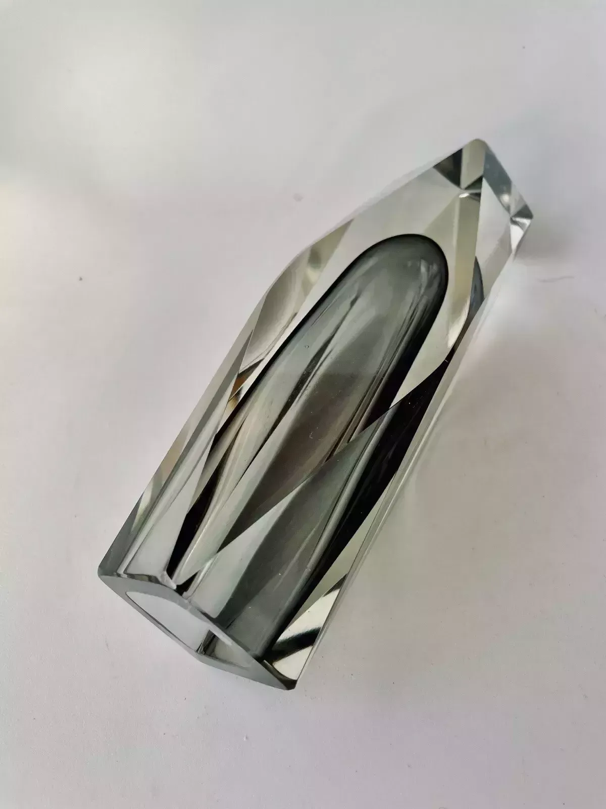 Home Decor 1960s Faceted Murano Sommerso Smoke Grey Vase, Flavio Poli? photo