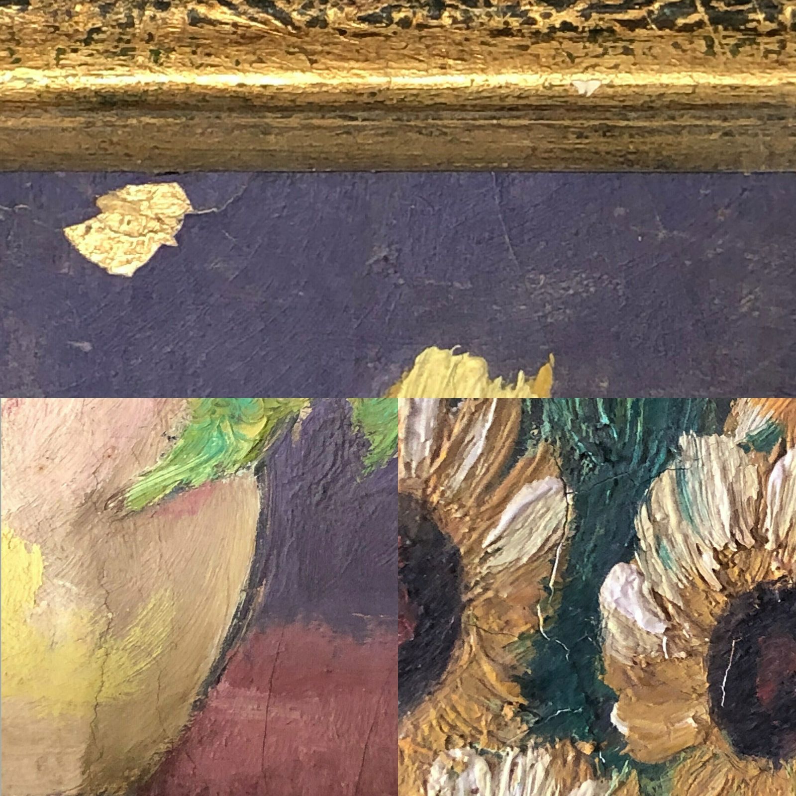 Danish Mid Century Oil Painting Signed Ha With Motive Of Vase With Yellow Flowers photo vintage
