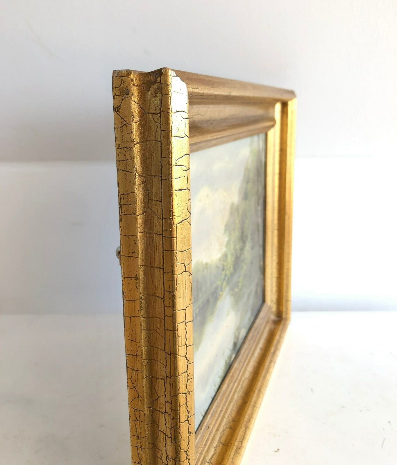 photo furniture Vintage Landscape Oil Painting From Denmark With Motive Of A Large Lake With Surrounding Birch Trees