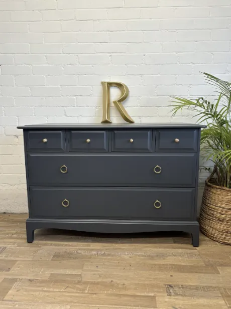 photo furniture Stag Minstrel 4 Over 2 Chest Of Drawers Dark Grey