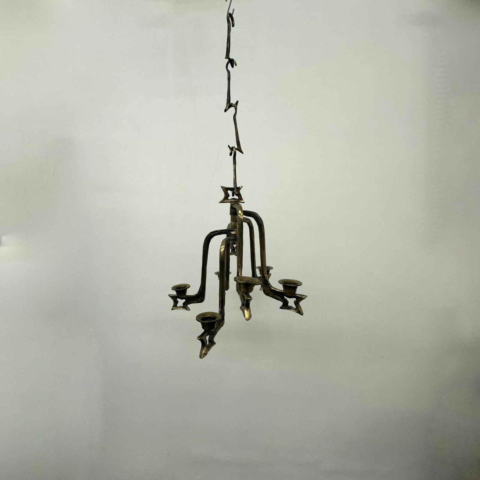 Grote Brutalistische Bronzen Hangende Kandelaar, Jaren 1970 photo vinterior
