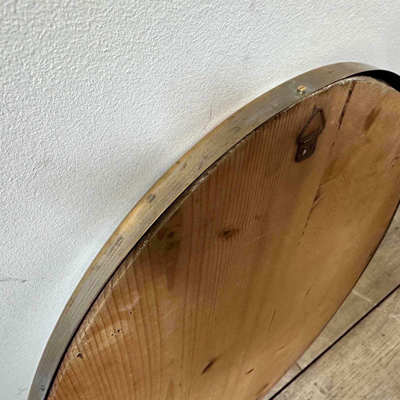 1960s Gio Ponti Style Mid Century Modern Brass Italian Oval Wall Mirror photo vintage