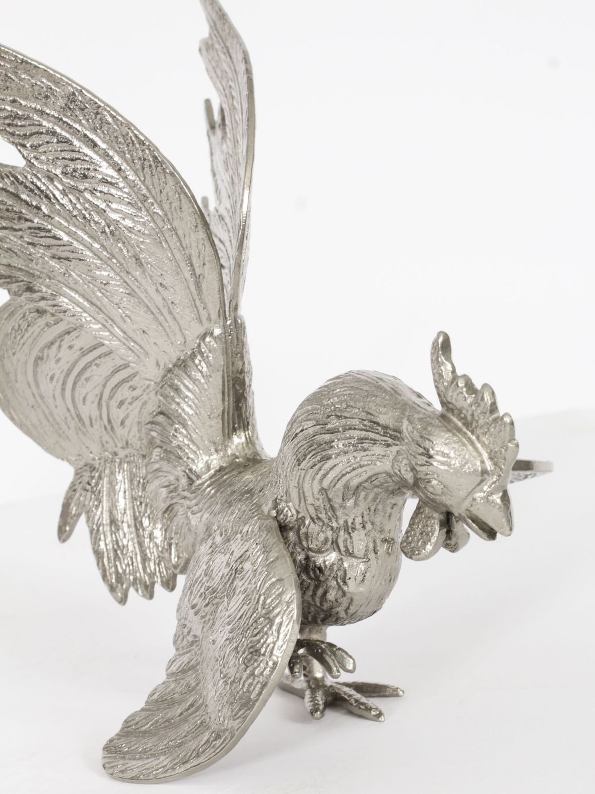 photo buy Antique Pair Italian Silver Plated Fighting Cockerels  20th C