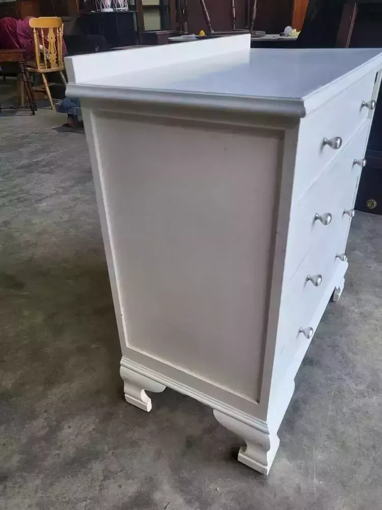 20thc White Small Chest Of Drawers 4 Drawers Bracket Feet Bedroom photo Furniture