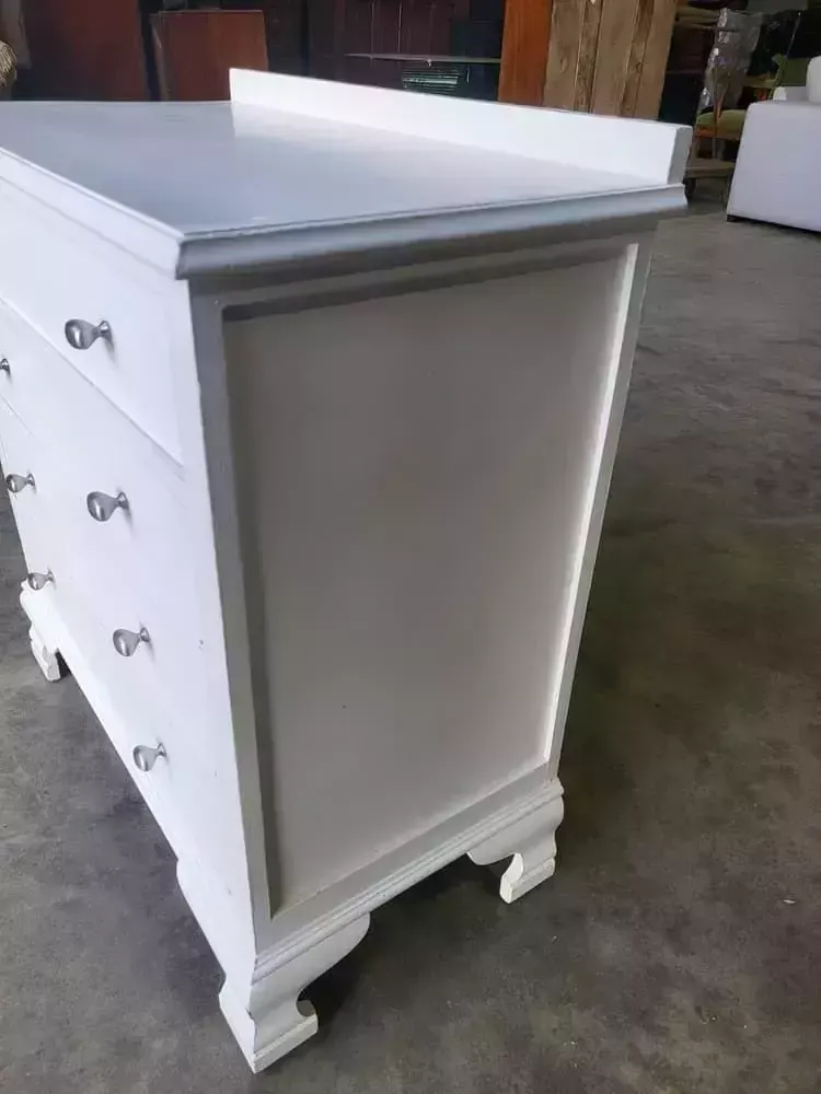 20thc White Small Chest Of Drawers 4 Drawers Bracket Feet Bedroom photo buy