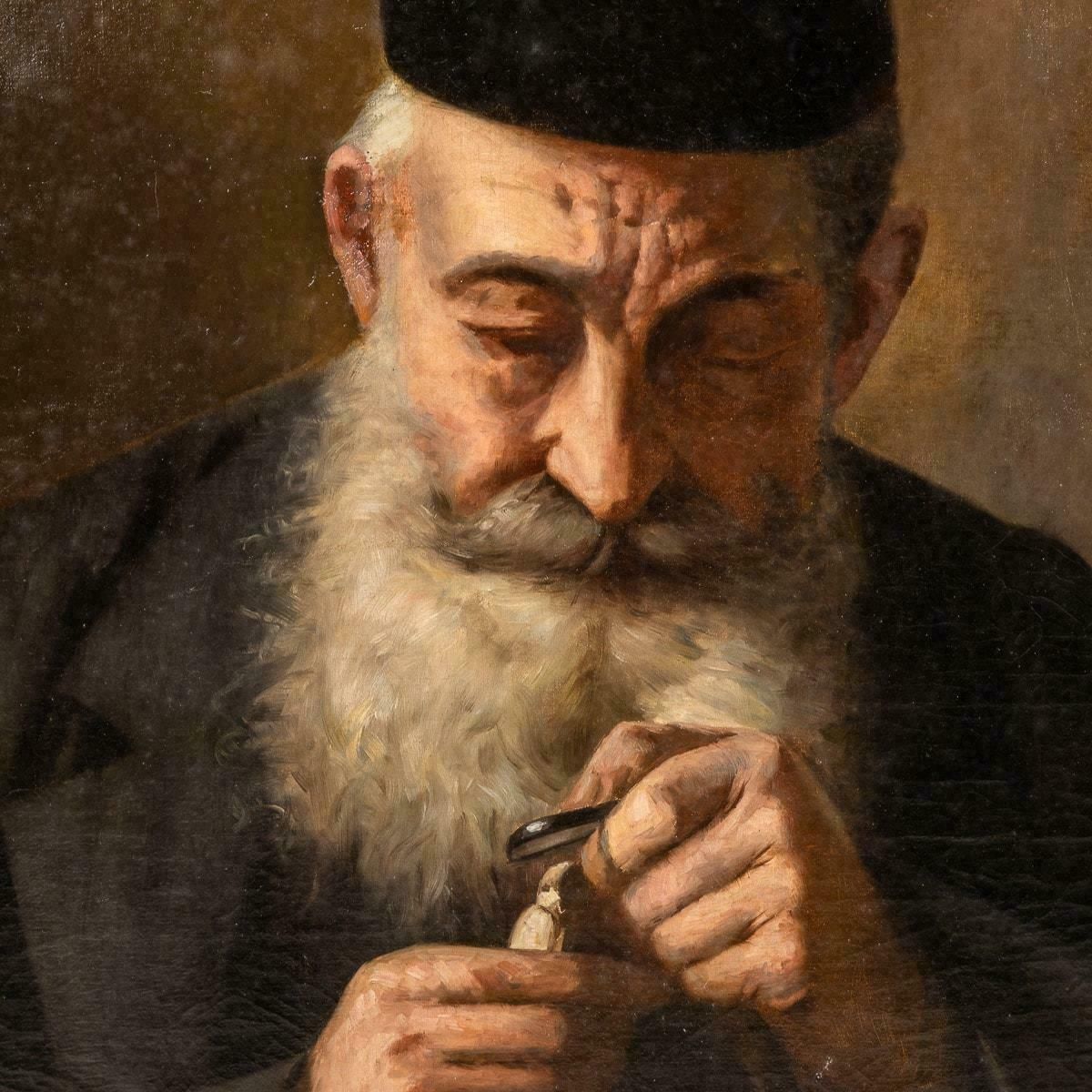 photo furniture Oil On Canvas Painting Of An Antiques Dealer, Stamped P. Aprin