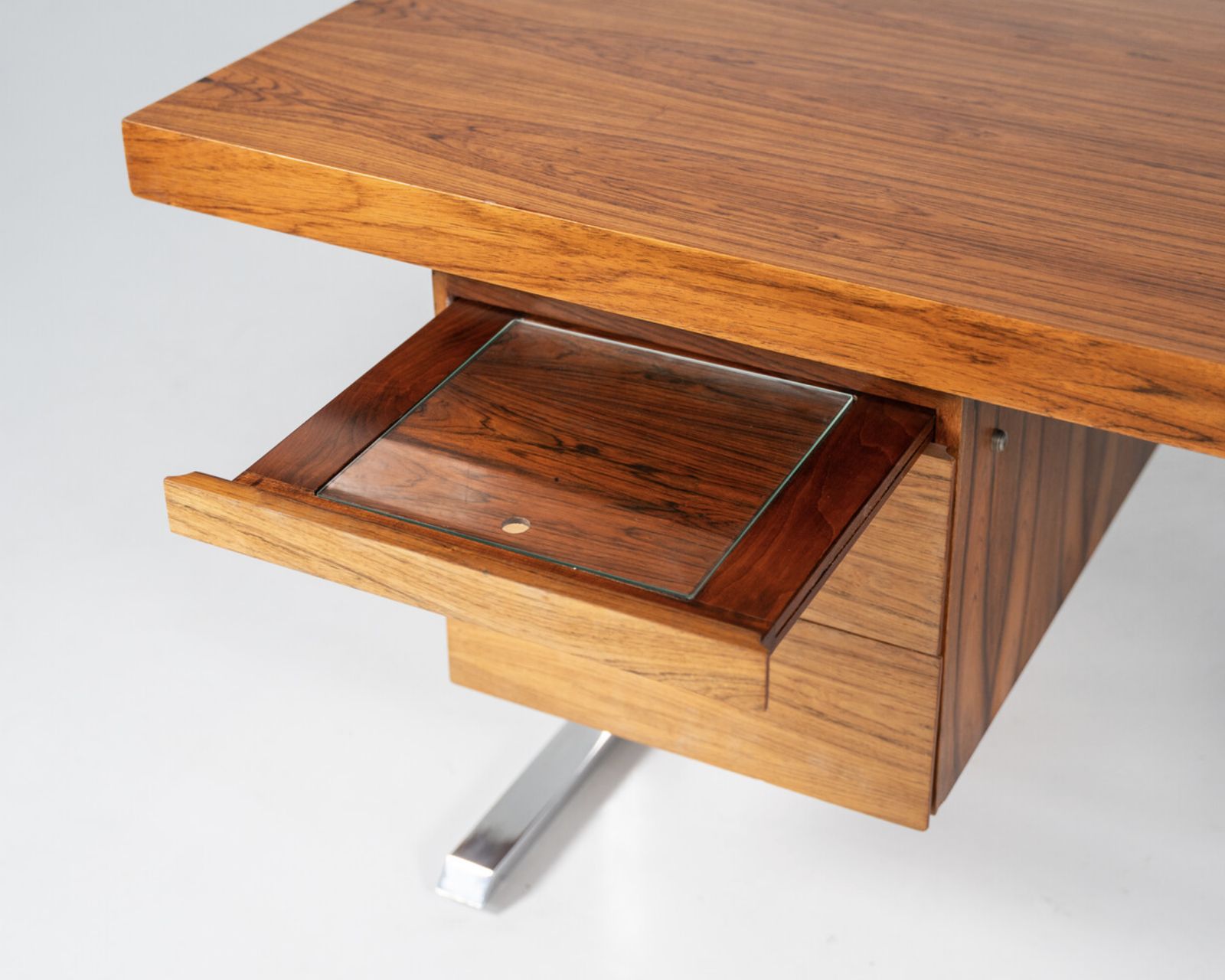 Mid Century Modern Wooden And Chrome Desk, Italy, 1970s photo Furniture
