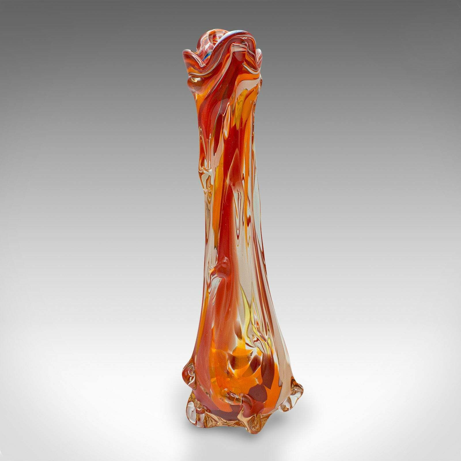 Tall Vintage Murano Explosion Vase, Italian, Art Glass, Flower Sleeve, C.1970 photo for sale