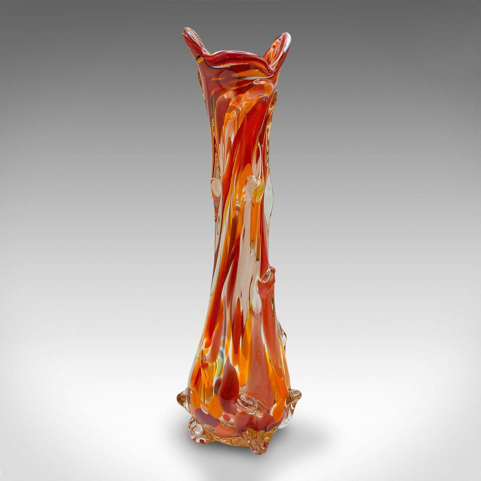 Tall Vintage Murano Explosion Vase, Italian, Art Glass, Flower Sleeve, C.1970 photo Home Decor