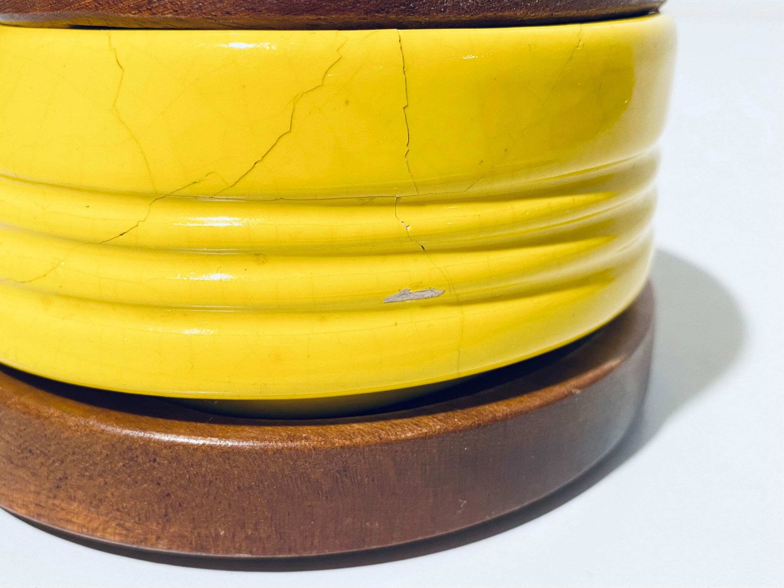 photo for sale Alvar Aalto Artek Ceramic Salt & Pepper Shakers With Wooden Base / Vintage Mid Century Decor / Finland