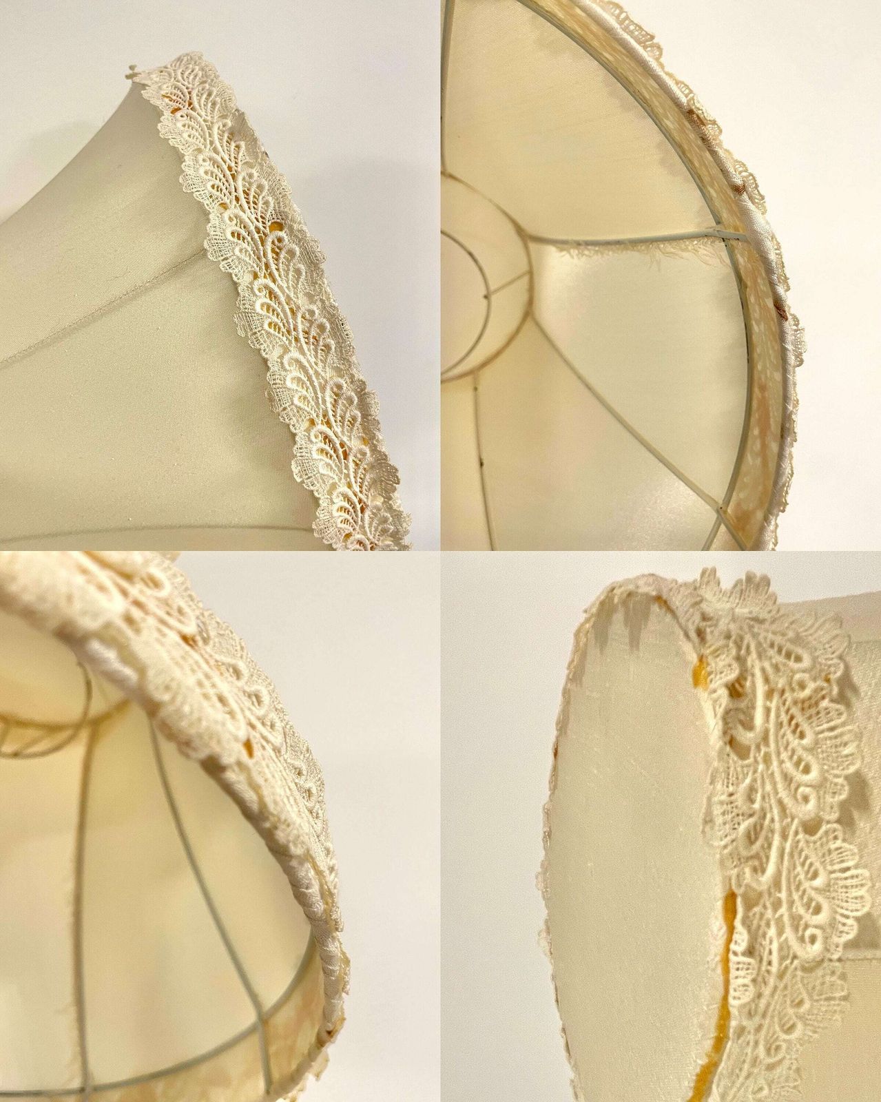 photo furniture Danish Vintage Elegant 1930s Art Deco Table Lamp With Brass And Wooden Base And Gorgeous White Pleated Shade With Lace Ribbons