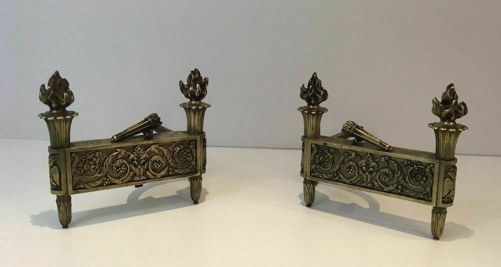 Pair Of Empire Period Bronze Andirons