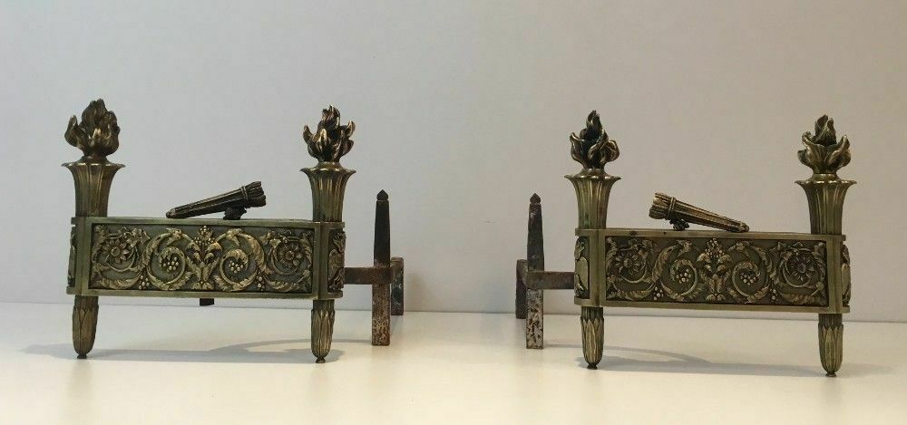 Pair Of Empire Period Bronze Andirons photo for sale