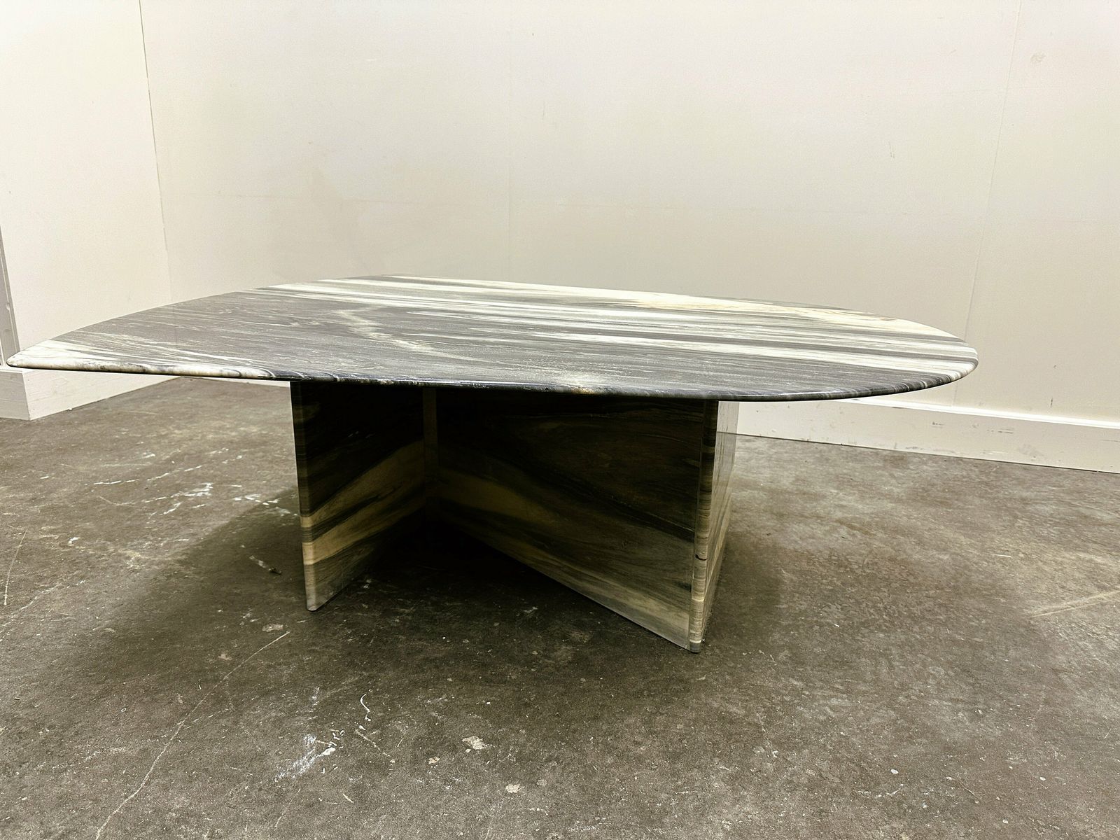 photo for sale Large Vintage Unique Marble Table With Zig Zag Base, France, 1980s.