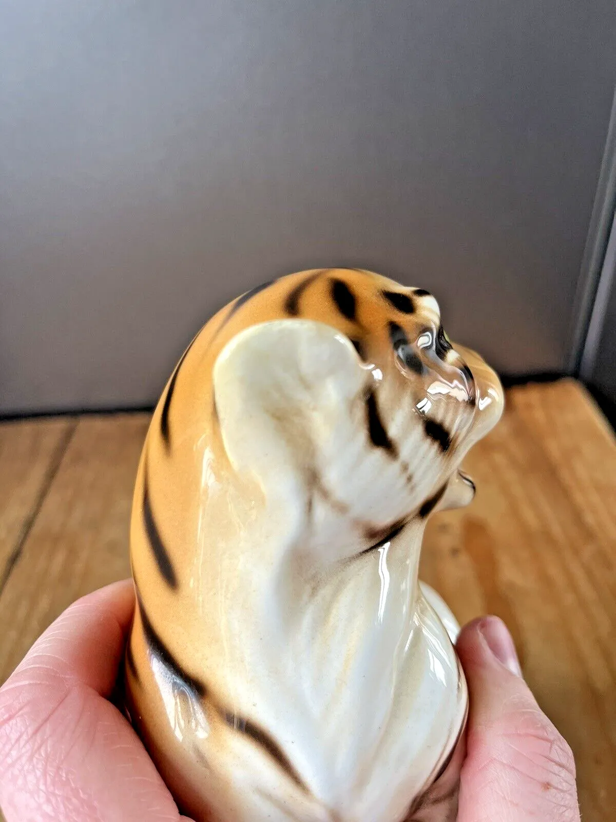 120.0 Mid Century 50s Italian Bassano Ceramics Hollywood Glam Tiger Cub Ornament Italy photo