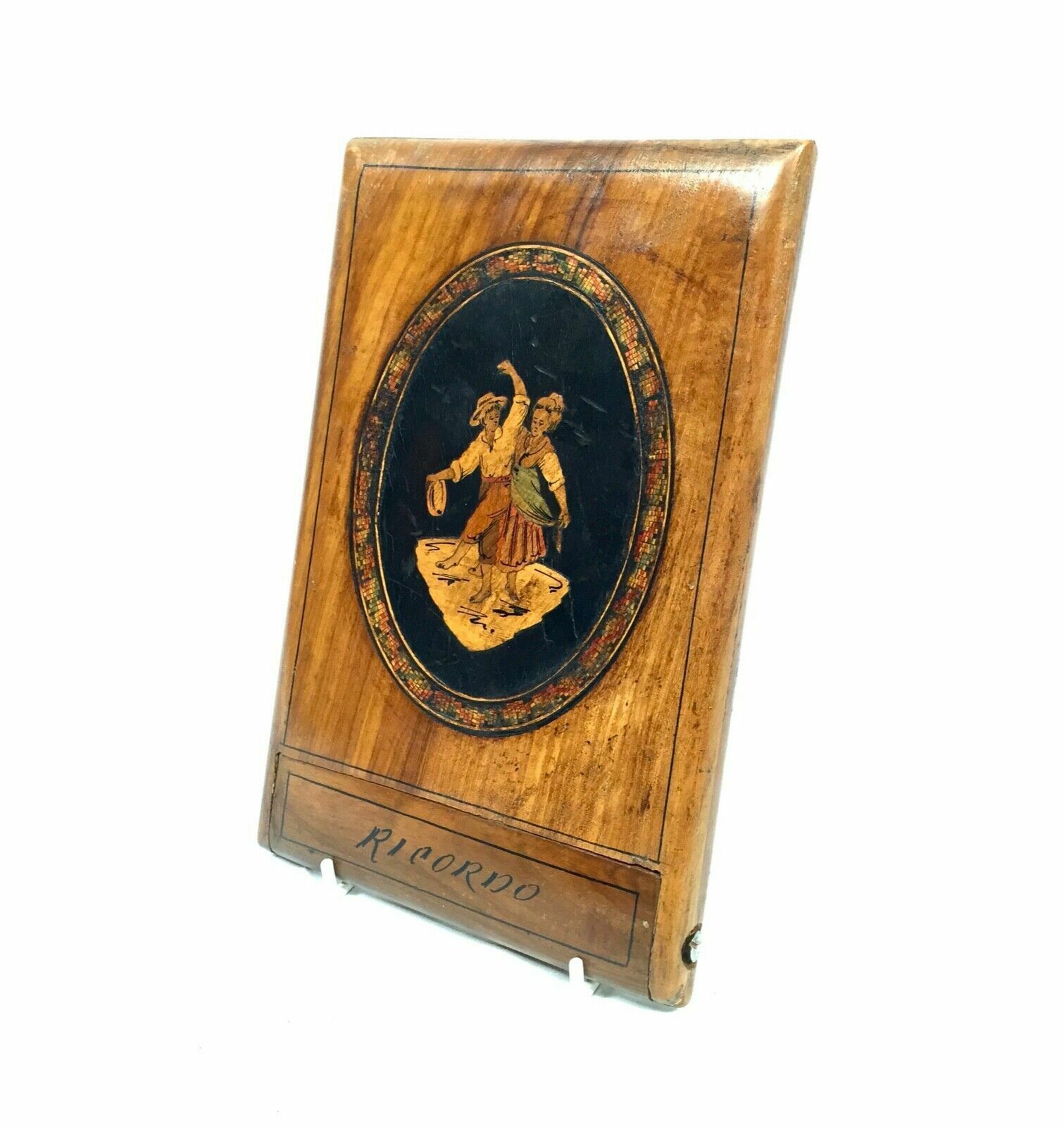 photo furniture Antique Wooden Olive Wood Sorento Ware Travel Mirror / Italian C.1900