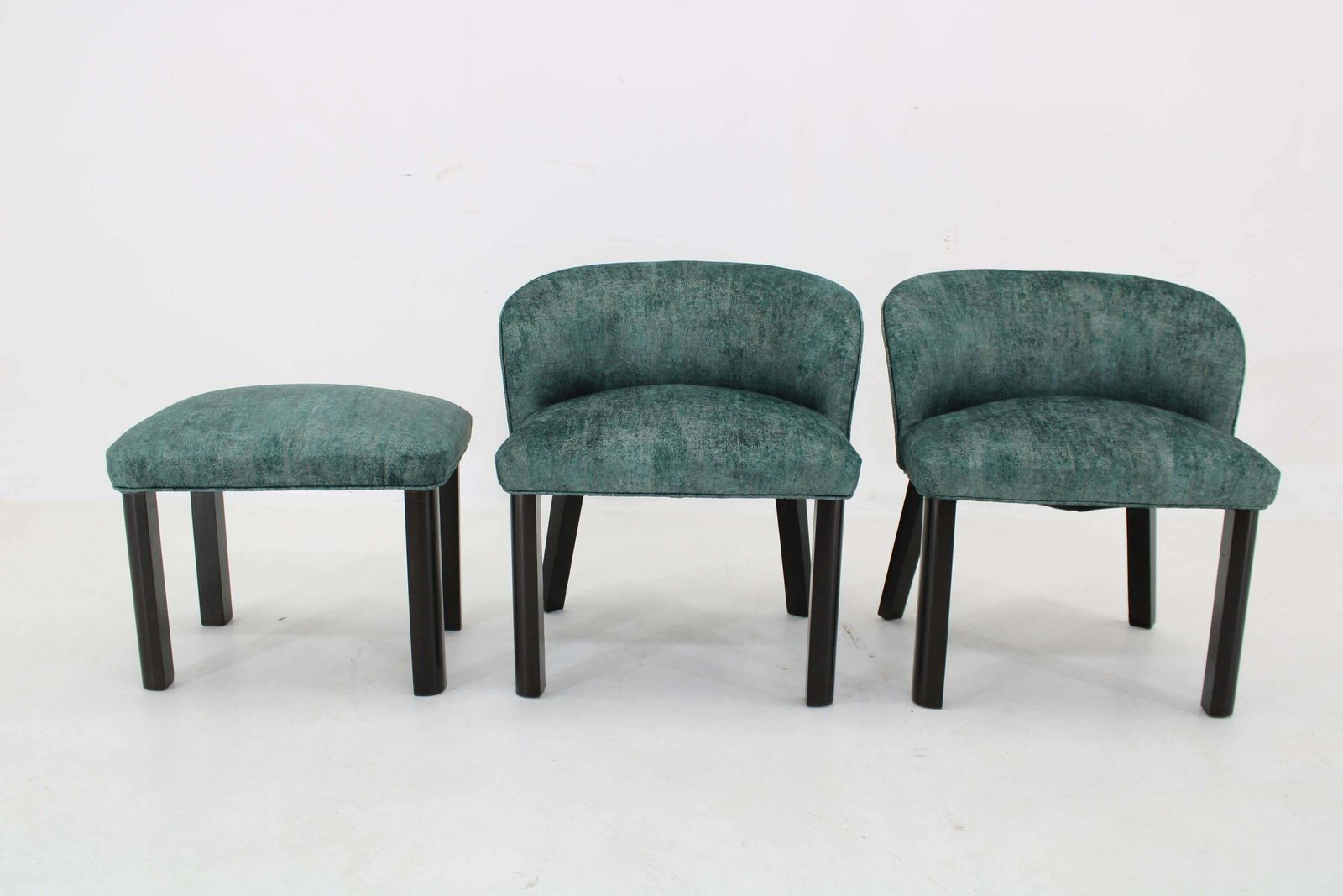 1940s Pair Of Chairs With Stool, Italy photo vintage