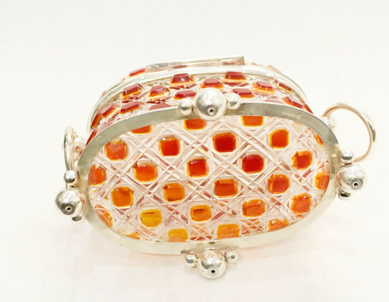 Victorian Glass Casket Hobnail Cranberry Crystal Jewellery Box photo vinterior
