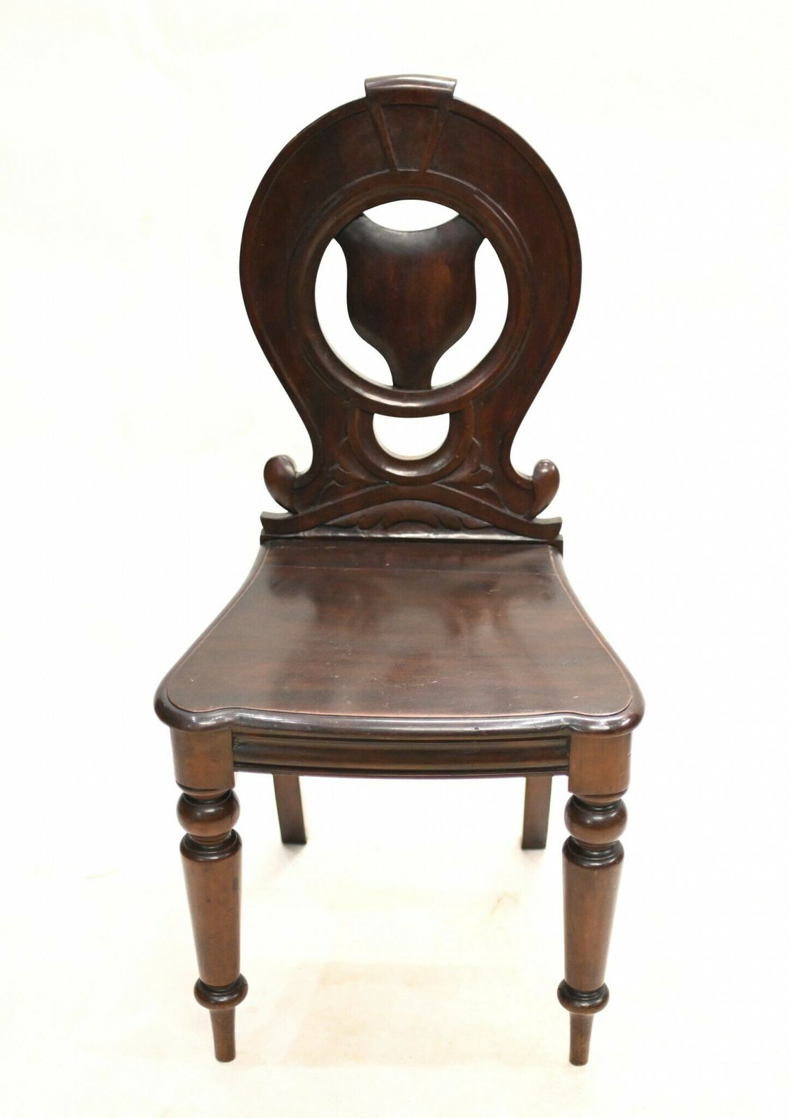 Pair Mid Victorian Hall Chairs Mahogany 1840 photo for sale