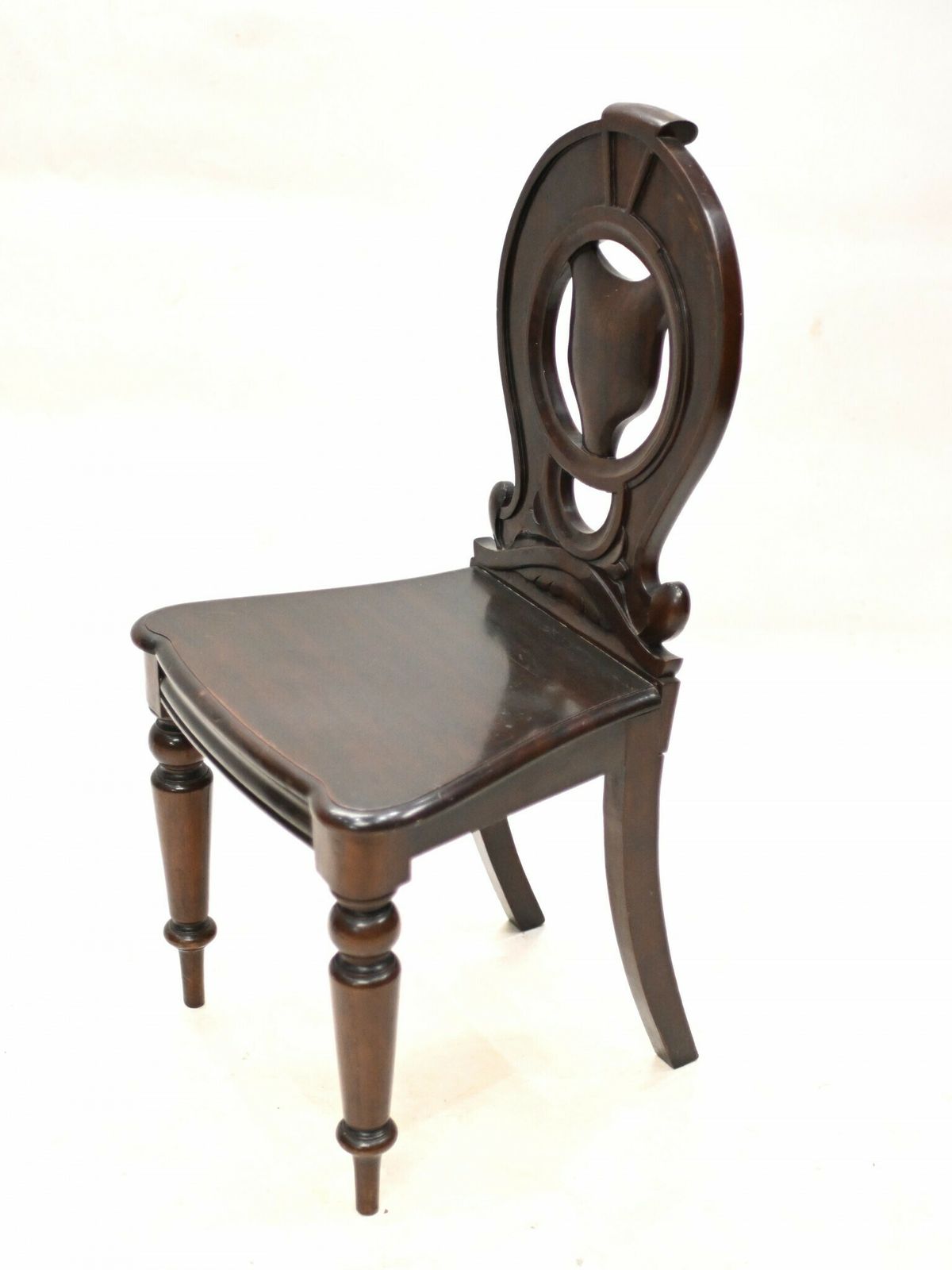 Pair Mid Victorian Hall Chairs Mahogany 1840 photo buy